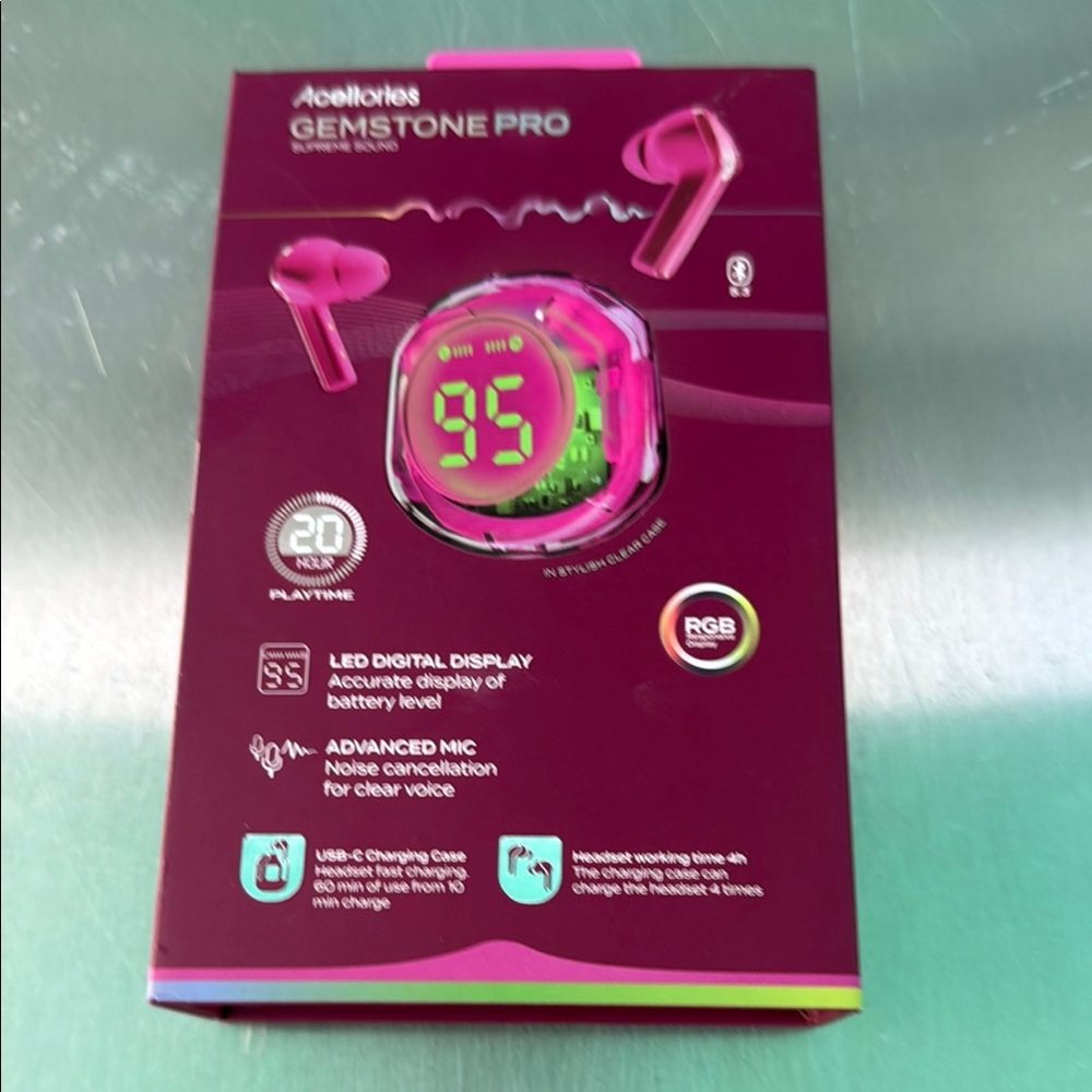 Pink Wireless earbuds Gemstone Pro